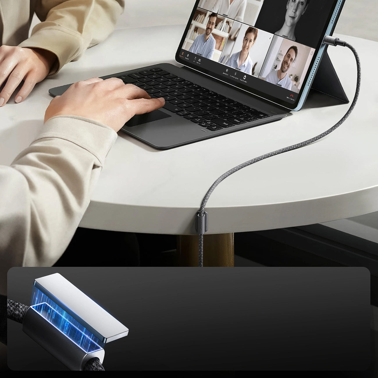 USB-A - USB-C Joyroom S-A50 Data- ja Latauskaapeli, 60W, 1.2m, Harmaa