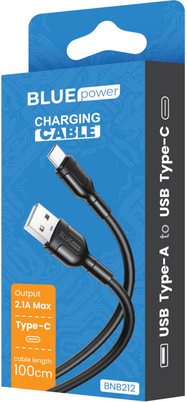 USB-A - USB-C Blue Power BNB212 Data- ja Latauskaapeli, 18W, 1m, Valkoinen