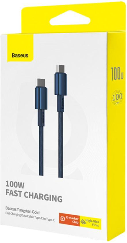 USB-C - USB-C Baseus Tungsten Gold -data- ja latauskaapeli, 100W, 2m, Tummansininen P10319800321-04