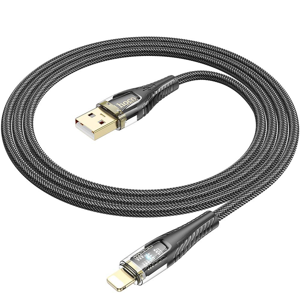 USB-A - Lightning HOCO U121 Data- ja Latauskaapeli, 18W, 1.2m, Musta