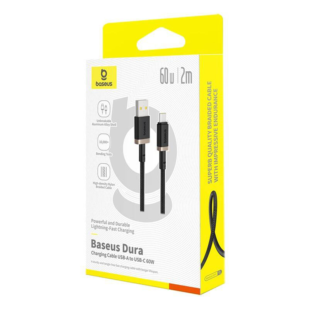 USB-A - USB-C Baseus Dura Series -data- ja latauskaapeli, 60W, 2m, Kulta P10377802U01-02