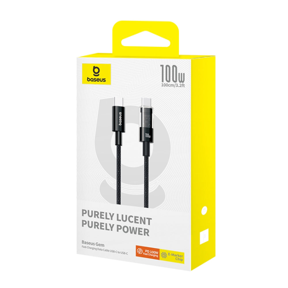USB-C - USB-C Baseus Gem -data- ja latauskaapeli, 100W, 1m, Musta P10373000111-00