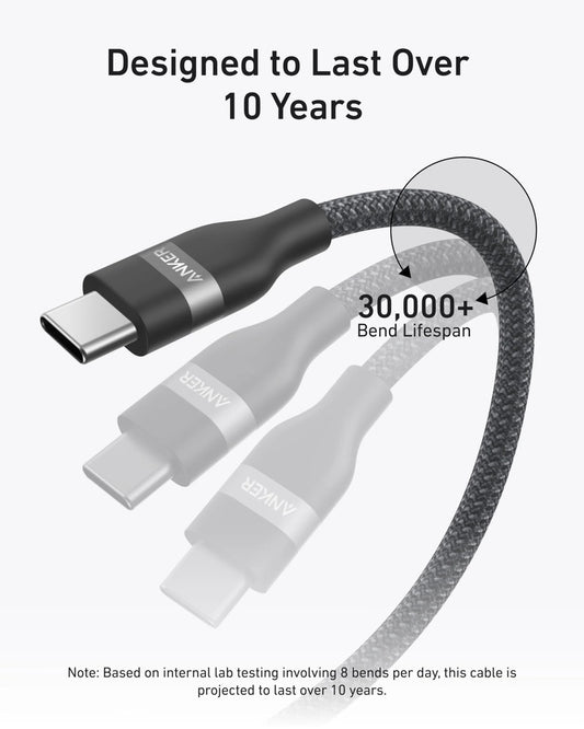 USB-C - USB-C Anker -kaapeli, 240W, 0.9m, Musta A82E2H11