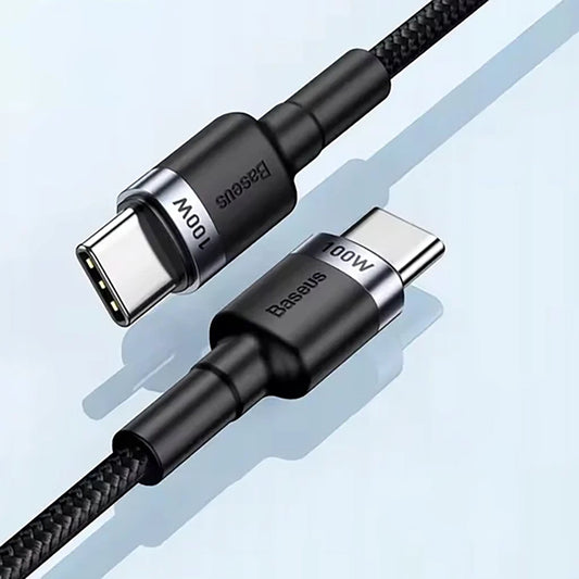 USB-C - USB-C Baseus Cafule -data- ja latauskaapeli, 100W, 2m, Harmaa CATKLF-BLG1