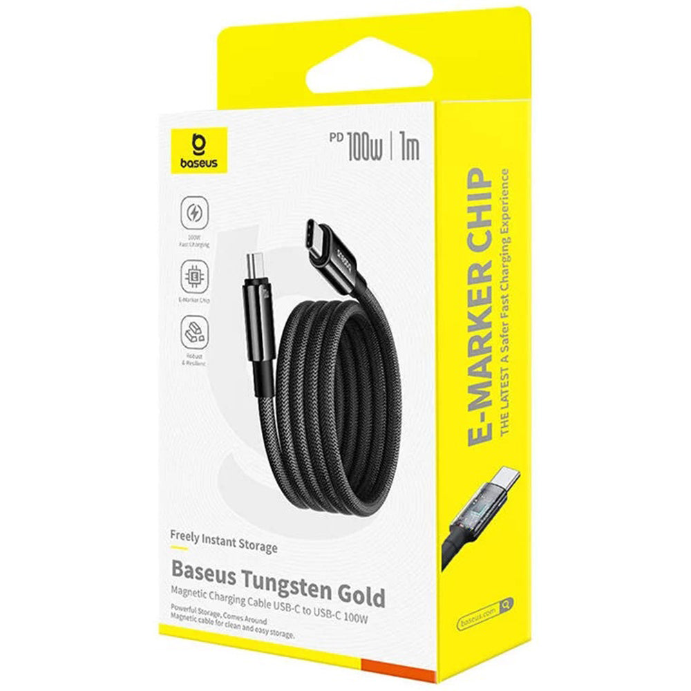 USB-C - USB-C Baseus Tungsten Gold -data- ja latauskaapeli, 100W, 1m, Musta P10319805111-00