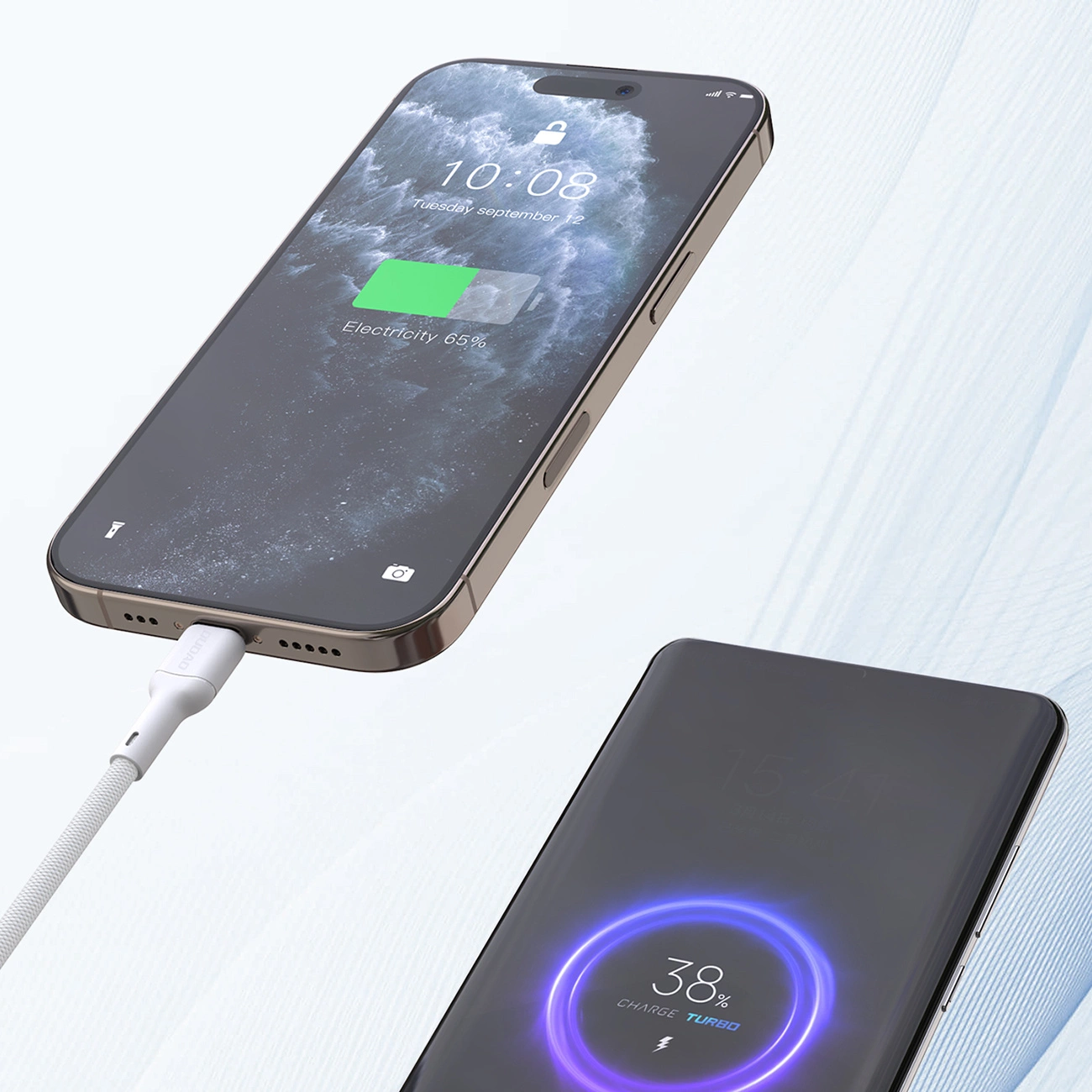 USB-C - USB-C Dudao L9C Max Data- ja Latauskaapeli, 240W, 2m, Valkoinen