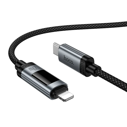 USB-C - Lightning HOCO Display U148 -data- ja latauskaapeli, 27W, 1.2m, Musta