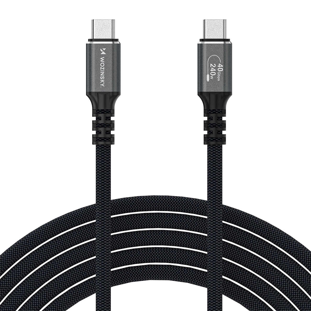 USB-C - USB-C Data- ja Latauskaapeli WZK WPS-UY42S, 240W, 2m, Musta