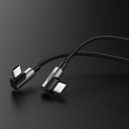USB-C - USB-C UGREEN US323 Angled -data- ja latauskaapeli, 60W, 2m, Musta