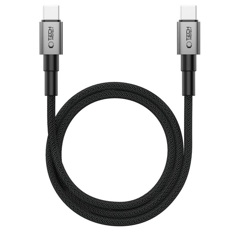 USB-C - USB-C Tech-Protect Ultraboost DNA MagTwist -data- ja latauskaapeli, 100W, 2m, Harmaa