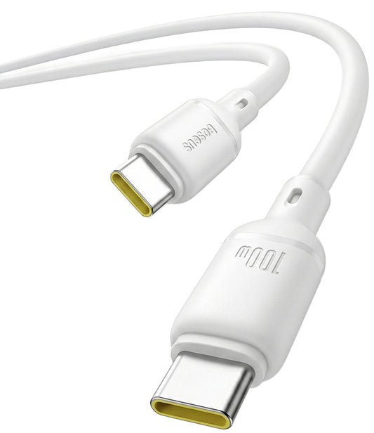 USB-C - USB-C Baseus Silky -data- ja latauskaapeli, 100W, 1m, Valkoinen P10377704213-00