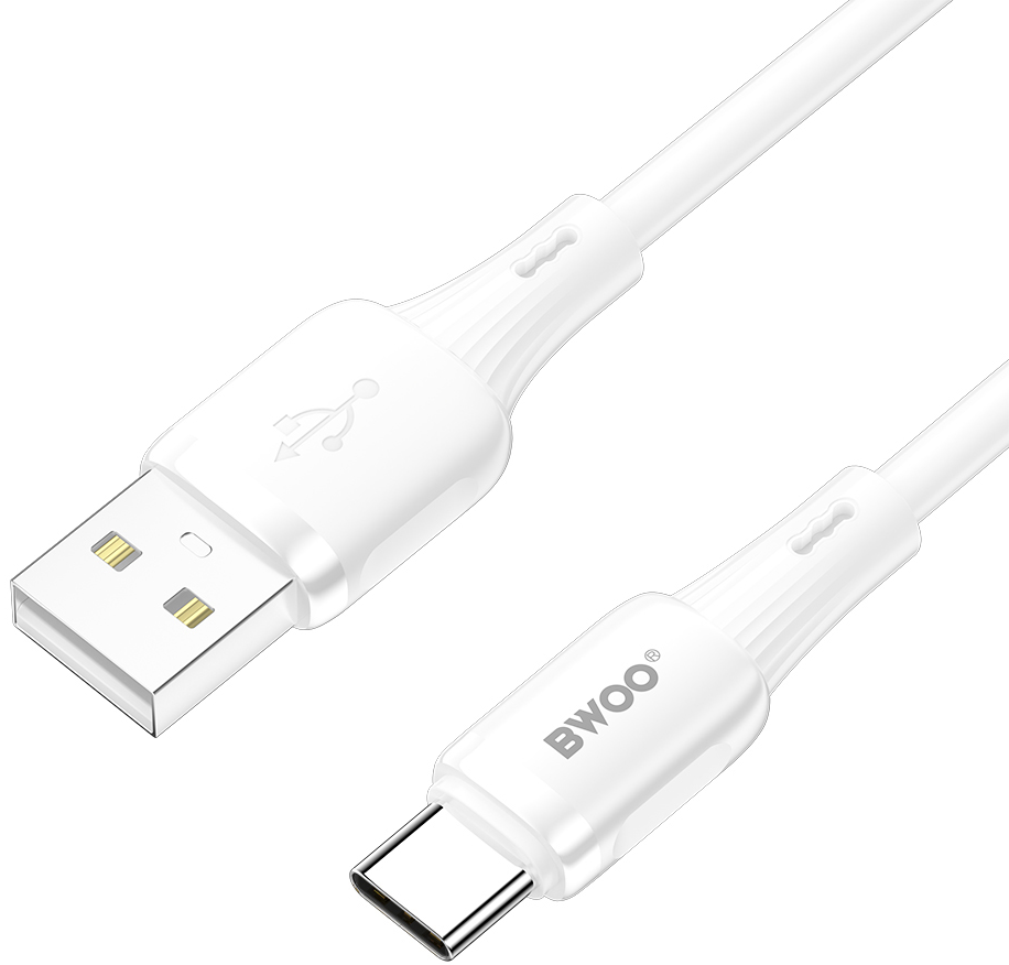 USB-A - USB-C BWOO X329C tiedonsiirto- ja latauskaapeli, 15W, 1m, valkoinen