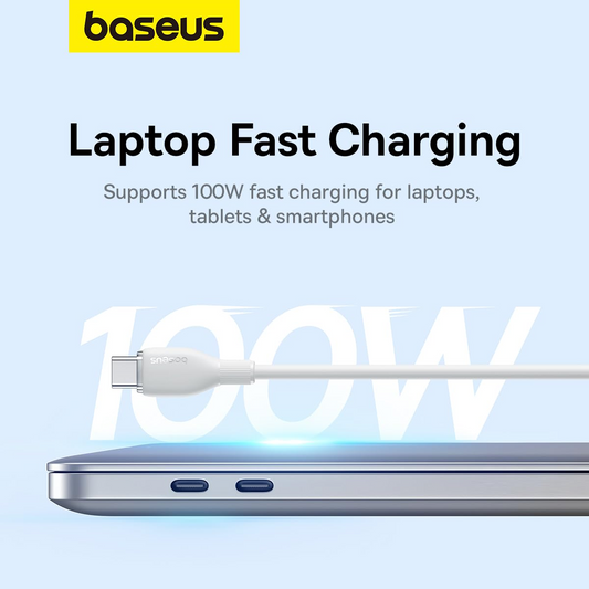 USB-C - USB-C Baseus Pudding -kaapeli, 100W, 1.2m, Valkoinen P10355702221-00