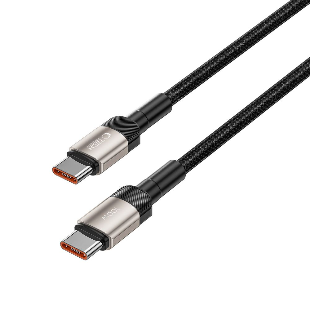 USB-C-tietojen ja latauksen kaapeli - USB-C Tech-Protect Ultraboost EVO, 100W, 1m, Hopea