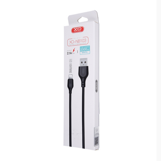 USB-A - Lightning XO Design NB103 -kaapeli, 18W, 2m, Valkoinen