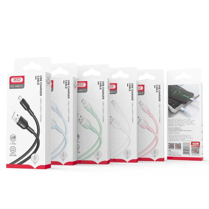 USB-A - Lightning XO Design NB212 -data- ja latauskaapeli, 18W, 1m, Vaaleanpunainen