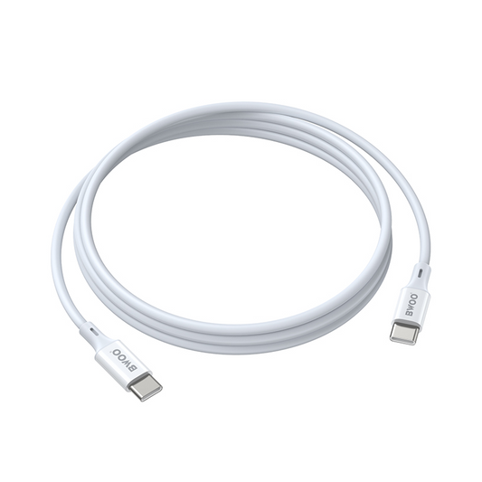 USB-C - USB-C BWOO BO-X283CC-2M tiedonsiirto- ja latauskaapeli, 60W, 2m, valkoinen