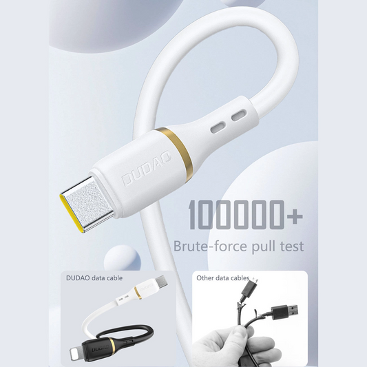 USB-C - USB-C Dudao L25C -tietojen ja latauksen kaapeli, 30W, 1m, valkoinen