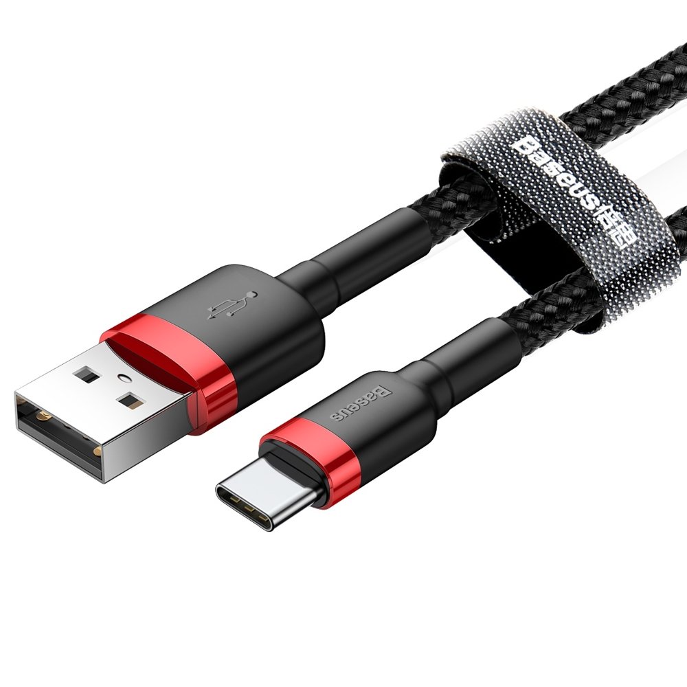 Tieto- ja latauskaapeli USB-A - USB-C Baseus Cafule, 18W, 2m, musta CATKLF-C91