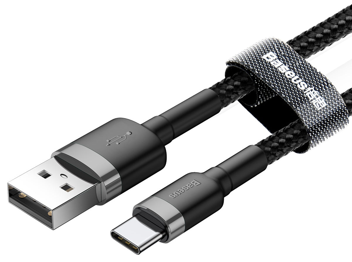USB-A - USB-C Baseus Cafule -data- ja latauskaapeli, 60W, 1m, Harmaa CATKLF-BG1