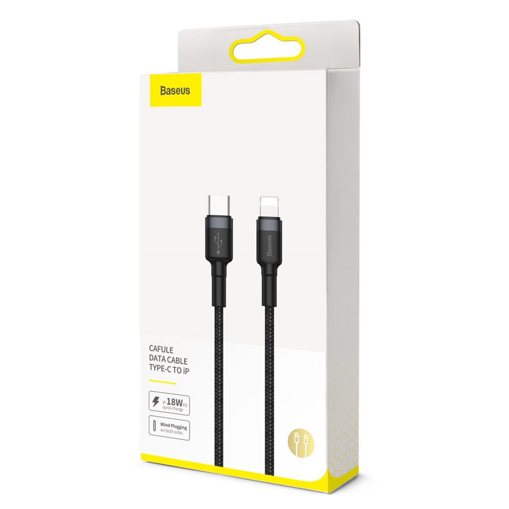 Tieto- ja latauskaapeli USB-C - Lightning Baseus Cafule, 18W, 1m, punainen CATLKLF-91