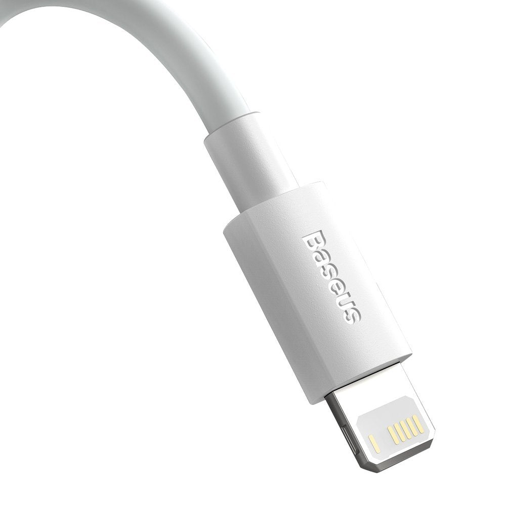 Tieto- ja latauskaapeli USB-A - Lightning Baseus Simple Wisdom, 18W, 1.5m, 2 kpl, valkoinen TZCALZJ-02