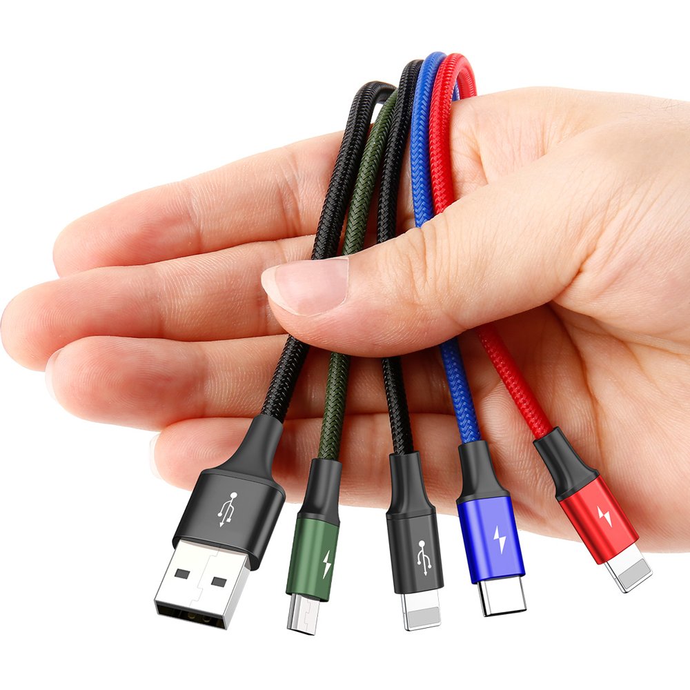 USB-A -latauskaapeli - 2 x Lightning / microUSB / USB-C Baseus Rapid 4in1, 20W, 1.2m, Musta CA1T4-A01