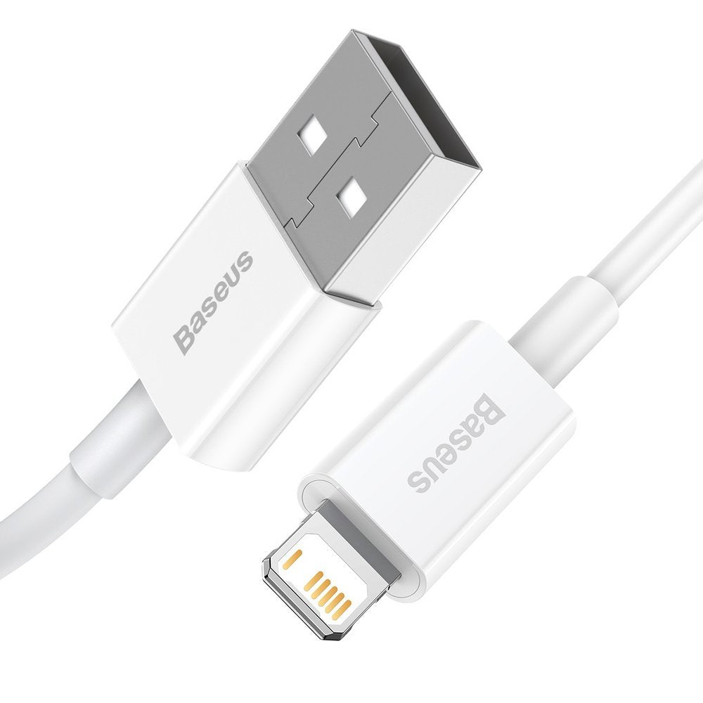 USB-A - Lightning -tietojen siirto- ja latauskaapeli Baseus Superior Series, 20W, 1m, valkoinen CALYS-A02