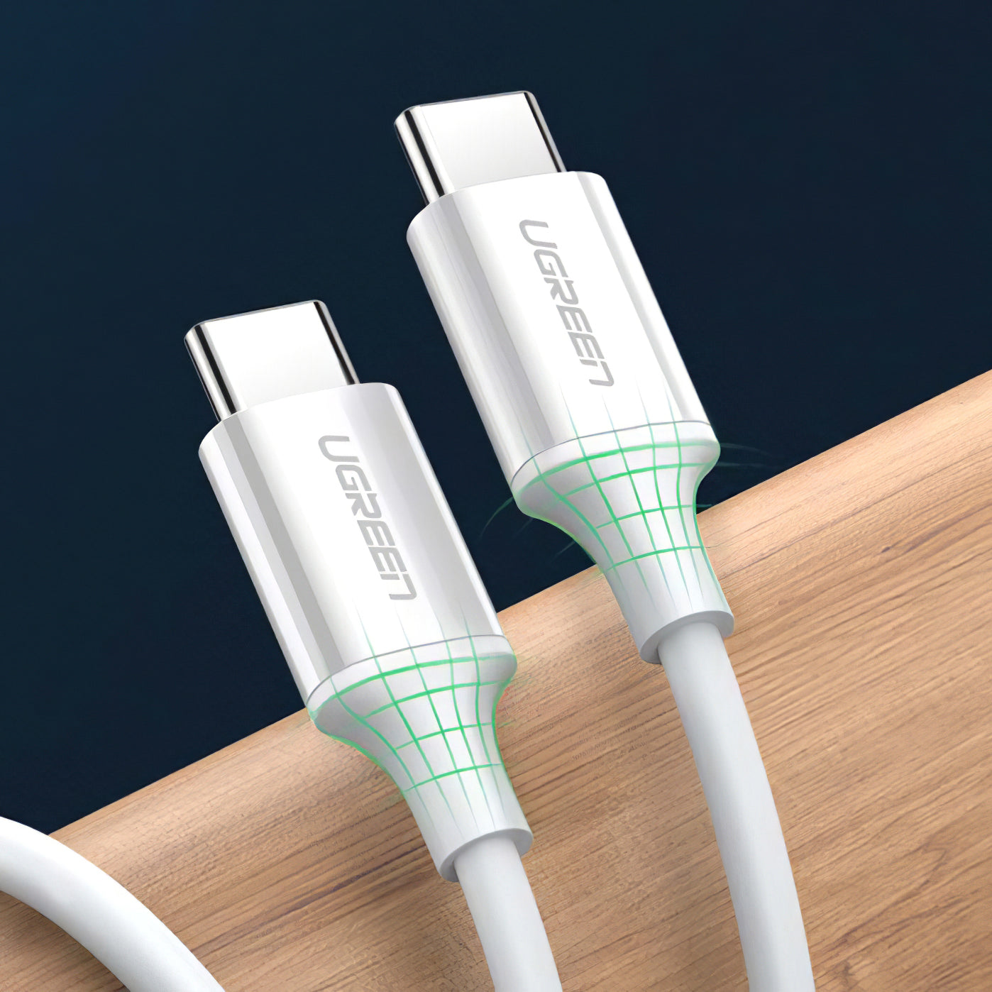 USB-C - USB-C UGREEN US264 Data- ja latauskaapeli, 60W, 1.5m, Valkoinen