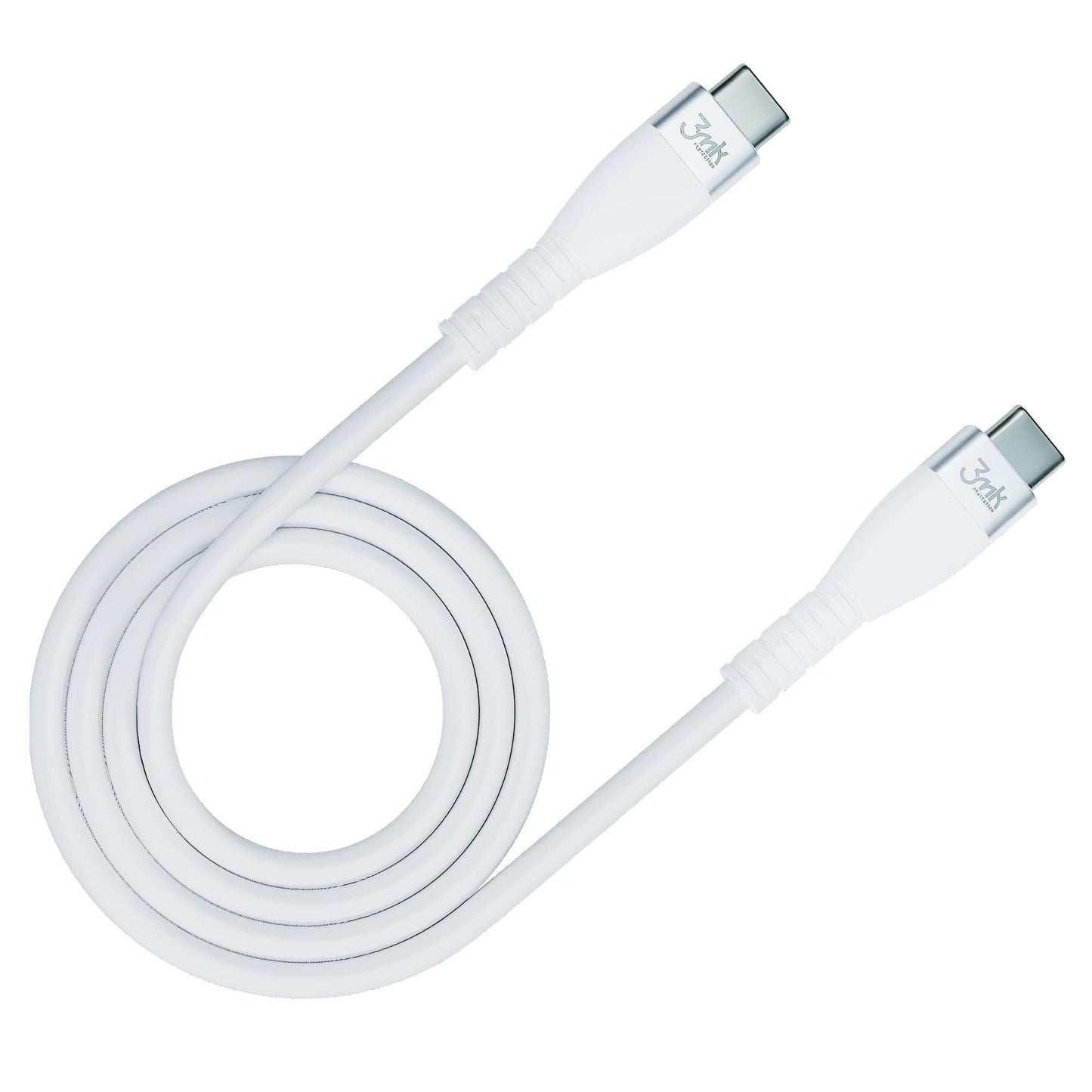 USB-C-tietojen ja latauksen kaapeli - USB-C 3MK Hyper Silicone, 60W, 1m, valkoinen