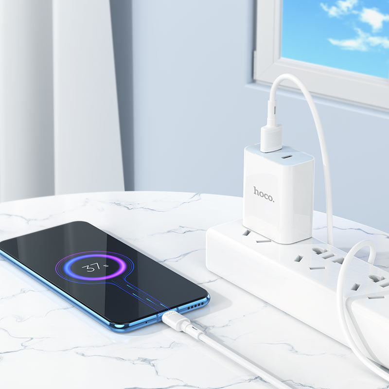 USB-A - microUSB HOCO X83 Victory -kaapeli, 18W, 1m, Valkoinen