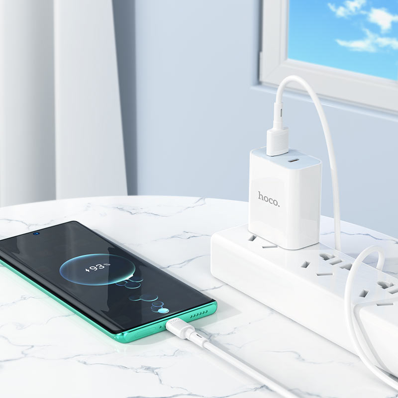 USB-A - USB-C HOCO X83 Victory -kaapeli, 20W, 1m, Valkoinen