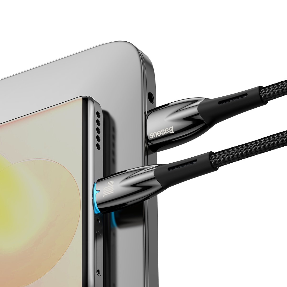 USB-A - USB-C Baseus Glimmer -sarjan data- ja latauskaapeli, 100W, 2m, musta CADH000501 CADH000501 CADH000501