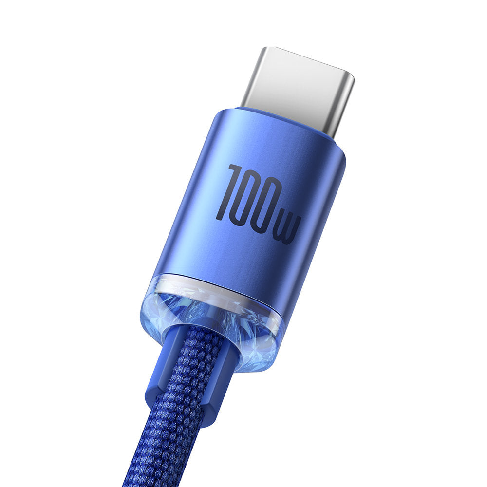USB-A - USB-C Baseus Crystal Shine -sarjan data- ja latauskaapeli, 100W, 2m, sininen CAJY000503