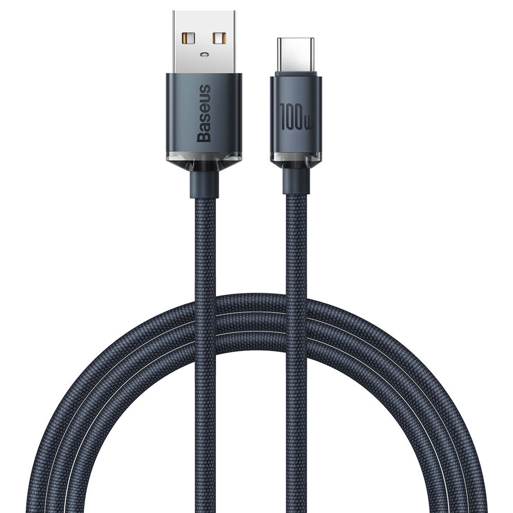 USB-A - USB-C Baseus Crystal Shine Series -data- ja latauskaapeli, 100W, 1.2m, Musta CAJY000401