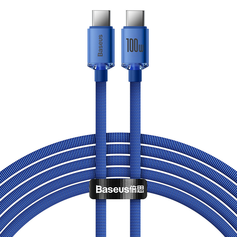 USB-C data- ja latauskaapeli - USB-C Baseus Crystal Shine Series, 100W, 2m, sininen CAJY000703