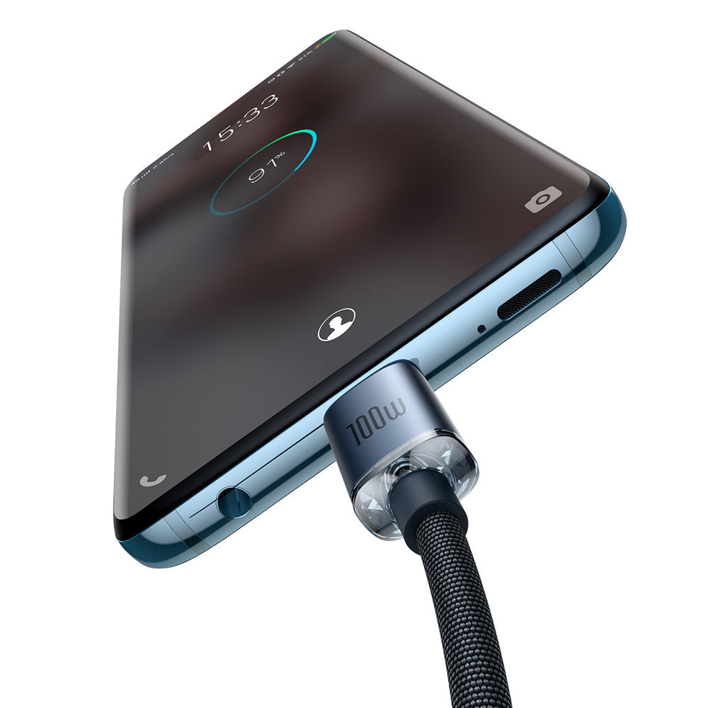 USB-C data- ja latauskaapeli - USB-C Baseus Crystal Shine Series, 100W, 2m, musta CAJY000701