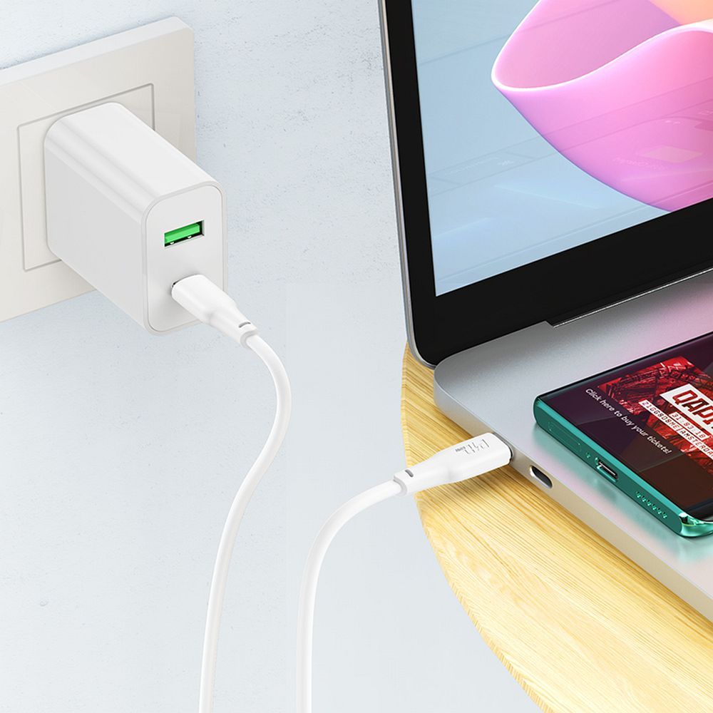 USB-C data- ja latauskaapeli - USB-C HOCO X93 USB-C, 100W, 2m, valkoinen