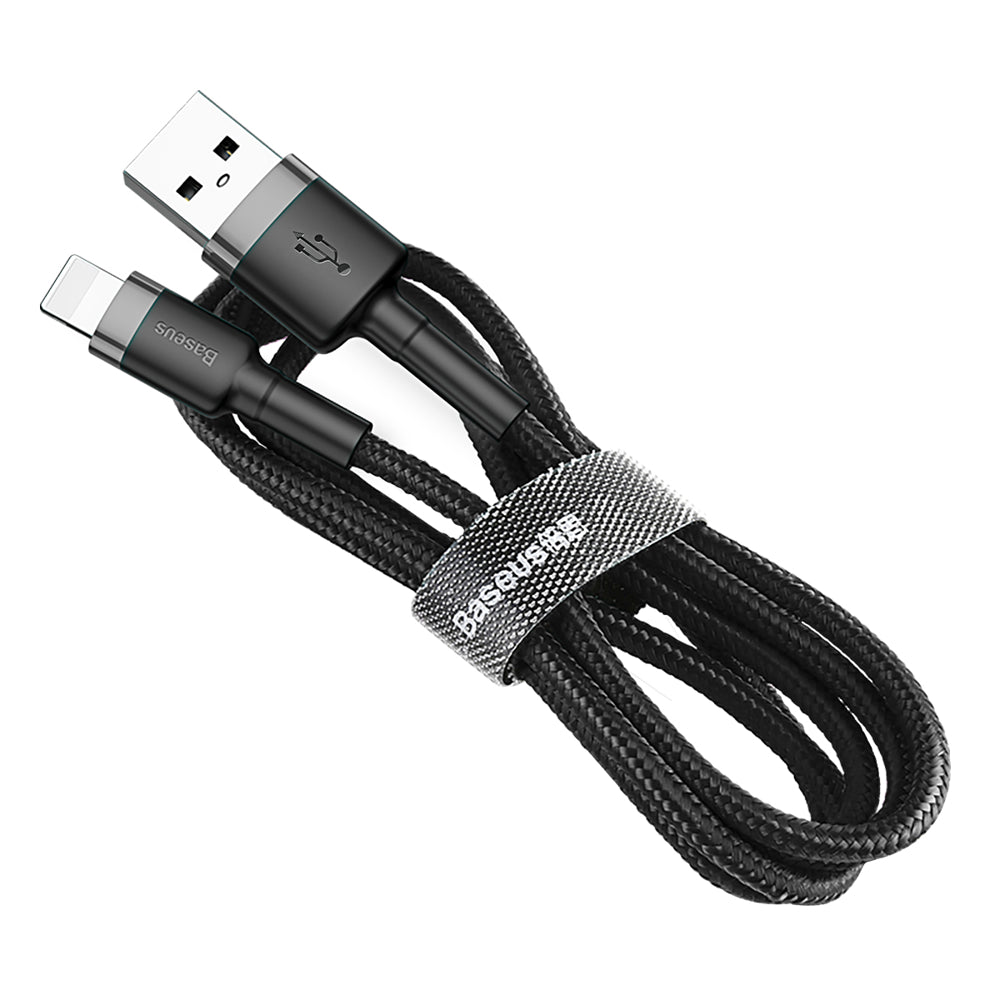 USB-A - Lightning Baseus Cafule -data- ja latauskaapeli, 18W, 2m, Harmaa CALKLF-CG1
