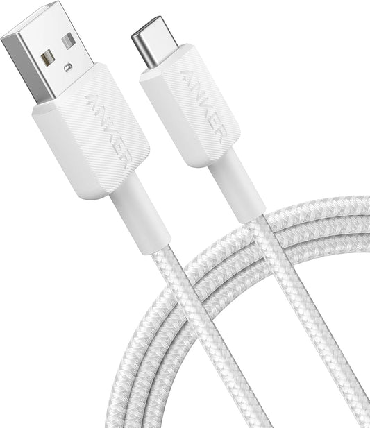 Tieto- ja latauskaapeli USB-A - USB-C Anker 322, 18W, 0,9m, valkoinen A81H5G21