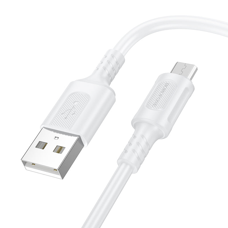 Tieto- ja latauskaapeli USB-A - microUSB Borofone BX111 Feliz, 18W, 1m, valkoinen