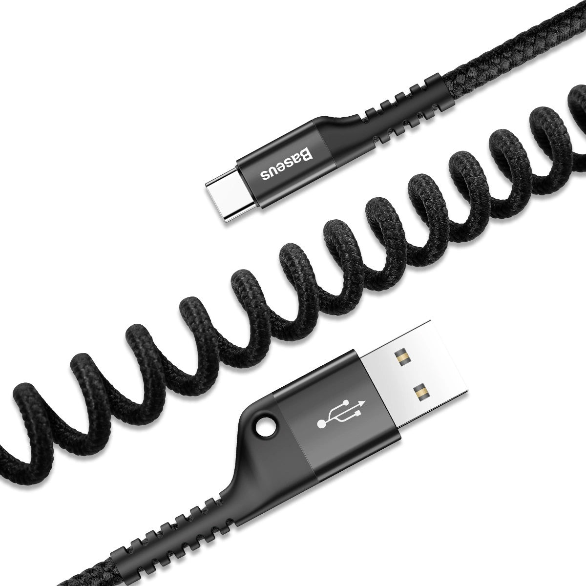 Tieto- ja latauskaapeli USB-A - USB-C Baseus Fish Eye Spring, 18W, 1m, musta CATSR-01 CATSR-01 CATSR-01