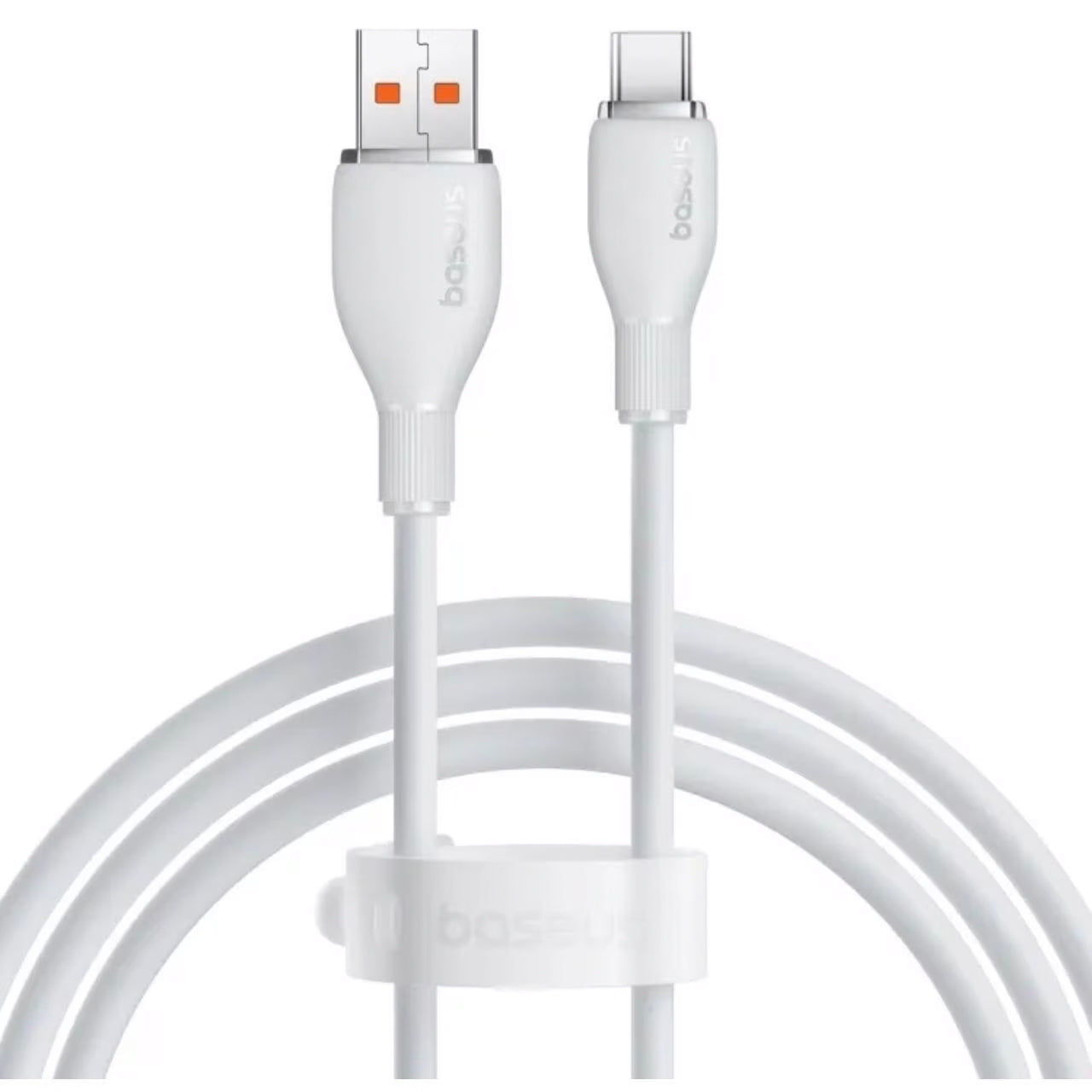 USB-A - USB-C -lataus- ja tiedonsiirtokaapeli Baseus Pudding, 100W, 2m, Valkoinen P10355703221-01