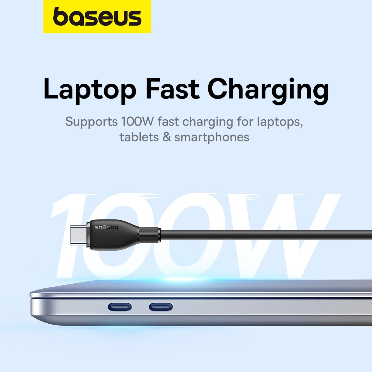 USB-C - USB-C Baseus Pudding -data- ja latauskaapeli, 100W, 1.2m, Musta P10355702111-00