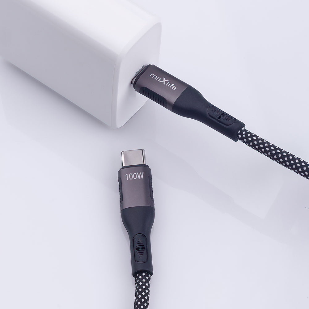 USB-C - USB-C MaXlife MXUC-11 magneettinen data- ja latauskaapeli, 100W, 1m, Musta