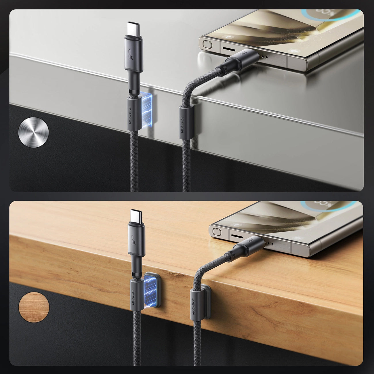 USB-A - USB-C Joyroom S-A50 Data- ja Latauskaapeli, 60W, 1.2m, Harmaa