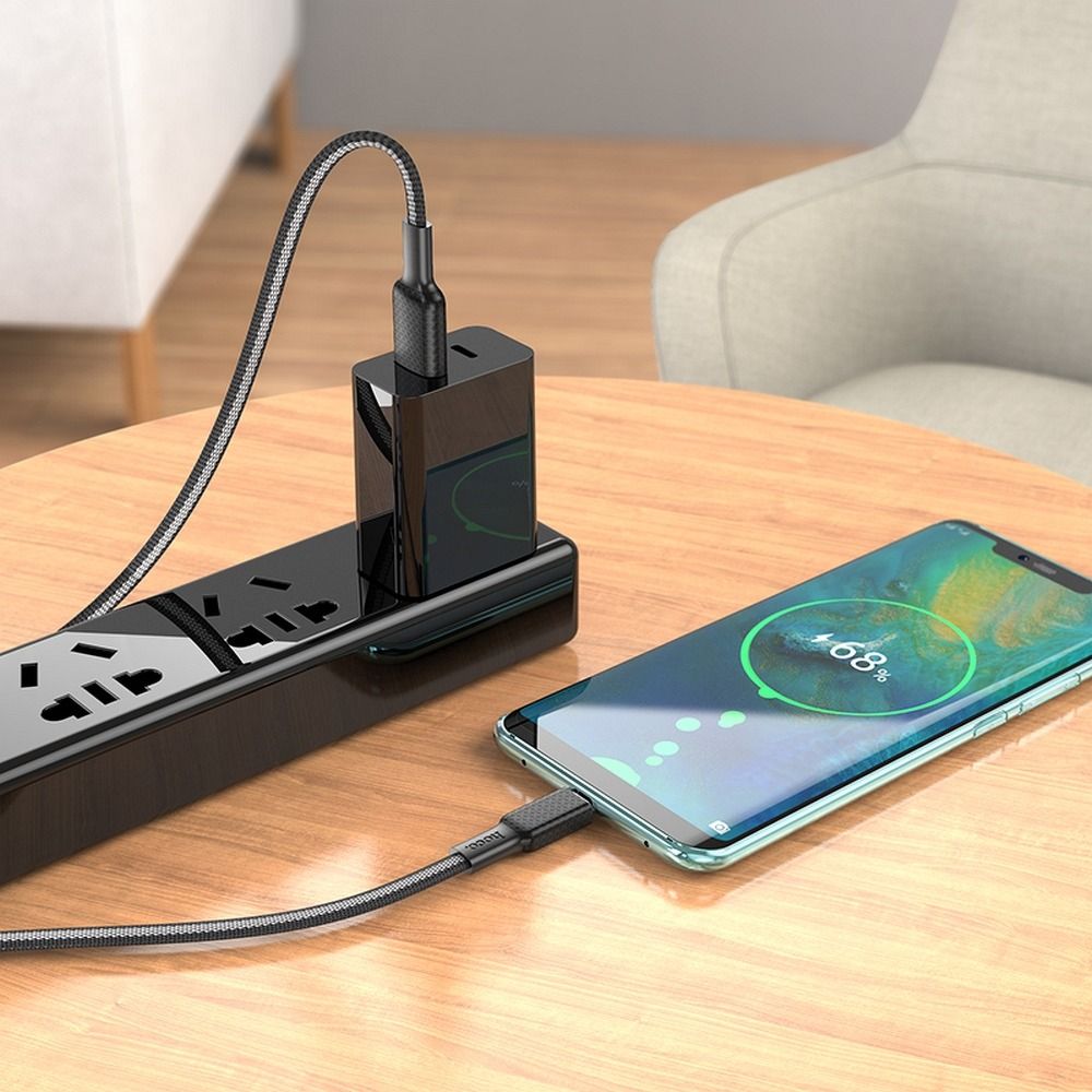 USB-A - USB-C HOCO X69 Data- ja Latauskaapeli, 18W, 1m, Musta