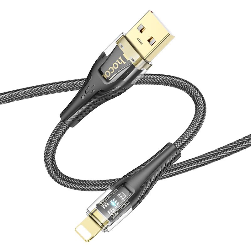 USB-A - Lightning HOCO U121 Data- ja Latauskaapeli, 18W, 1.2m, Musta