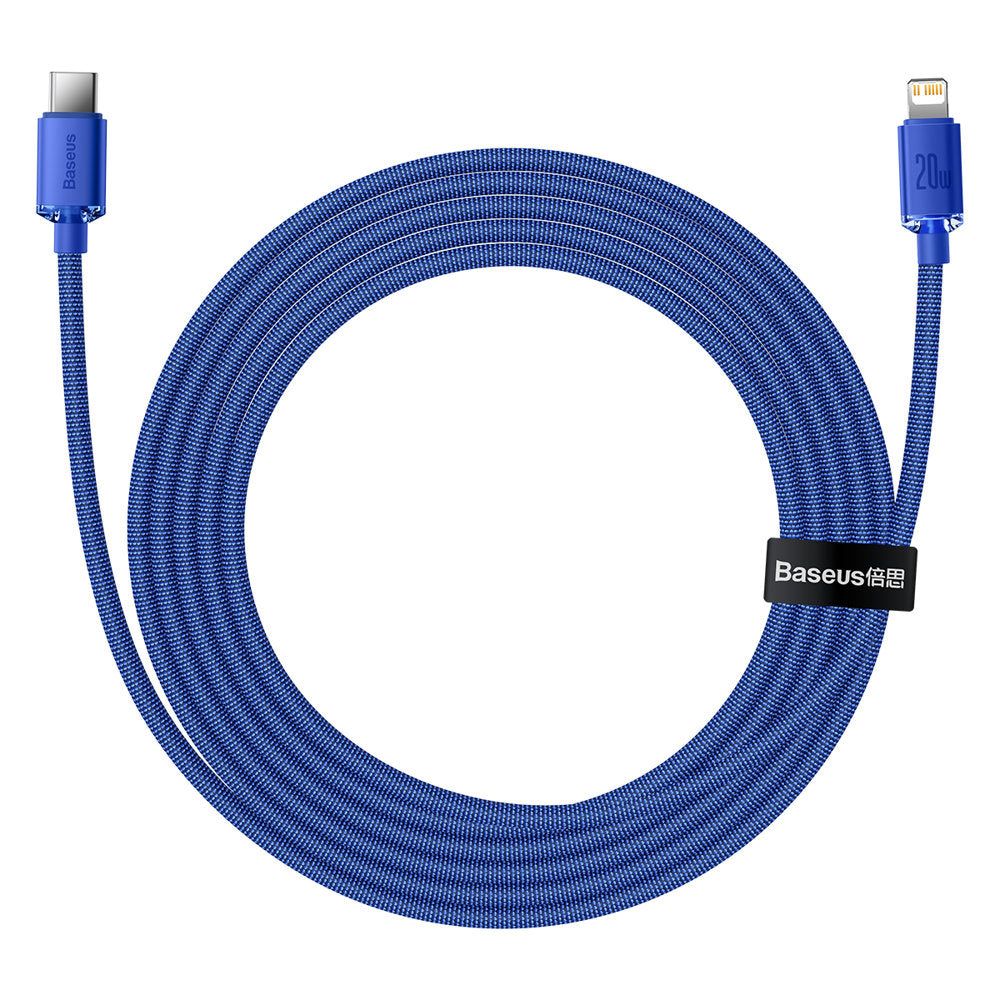 USB-C - Lightning Baseus Crystal Shine Series -data- ja latauskaapeli, 20W, 1.2m, Sininen CAJY000203