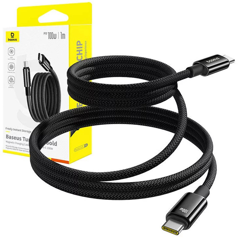 USB-C - USB-C Baseus Tungsten Gold -data- ja latauskaapeli, 100W, 1m, Musta P10319805111-00